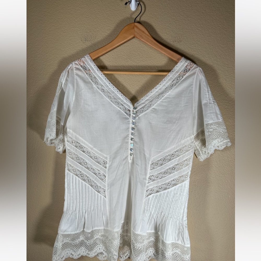 Karen Millen England Lace Cotton Blouse In Ivory - Picture 5 of 9